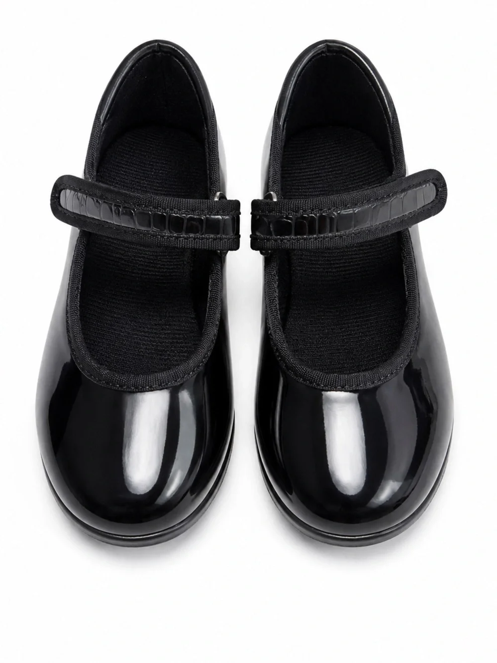 Girls Black Patent Tap Dance Shoes Mary Jane Strap Dancewear Size 10.5